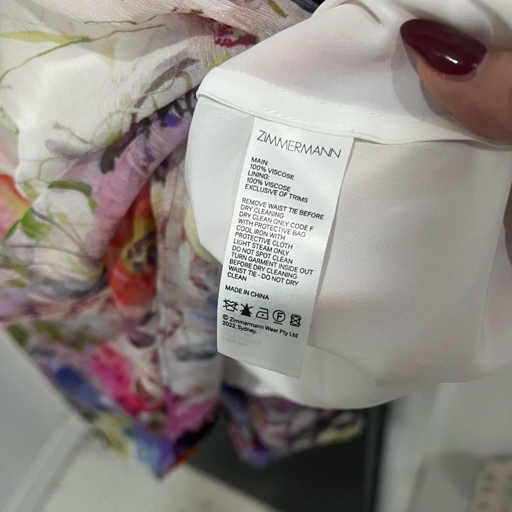 Zimmermann Prima Gathered Midi Dress Floral | Size 1 | Worn Twice - Picture 7 of 8